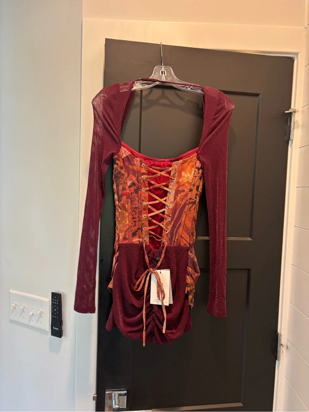 Outcast Astrae Playsuit Celine Print Medium NWT Romper One Piece Sleeves Shimmer - Picture 9 of 13